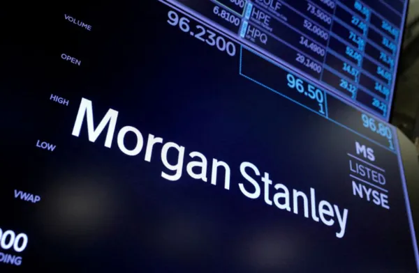 Morgan Stanley logo on a stock exchange display