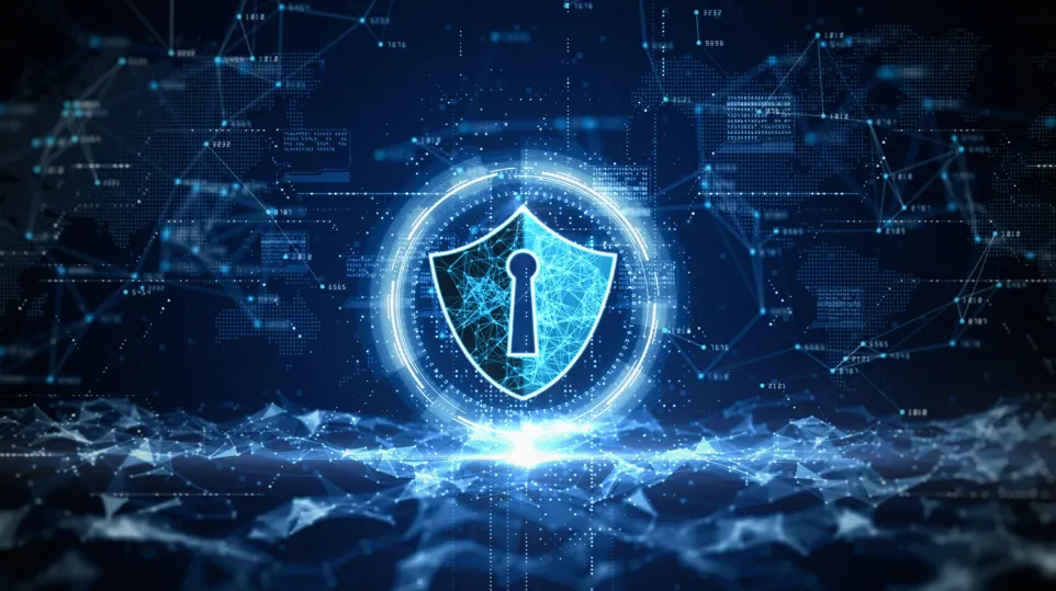 Shield and keyhole icon representing data security